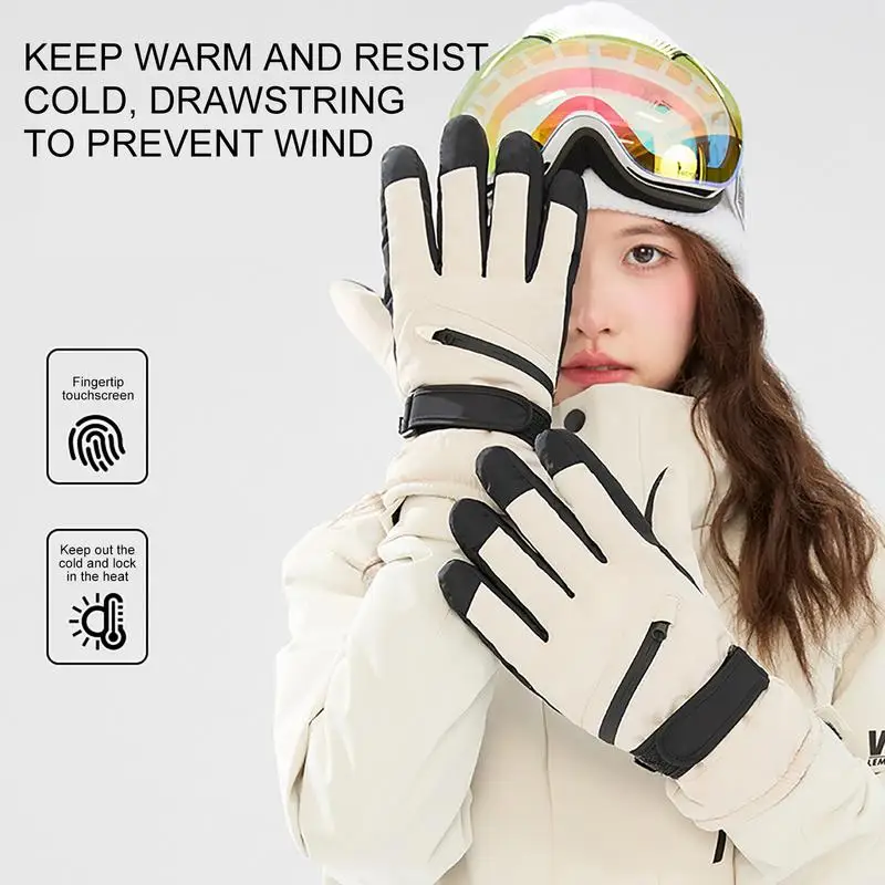 Guantes de nieve para hombres y mujeres, guantes de esquí impermeables, guantes cálidos de construcción térmica de cinco capas para invierno y exteriores