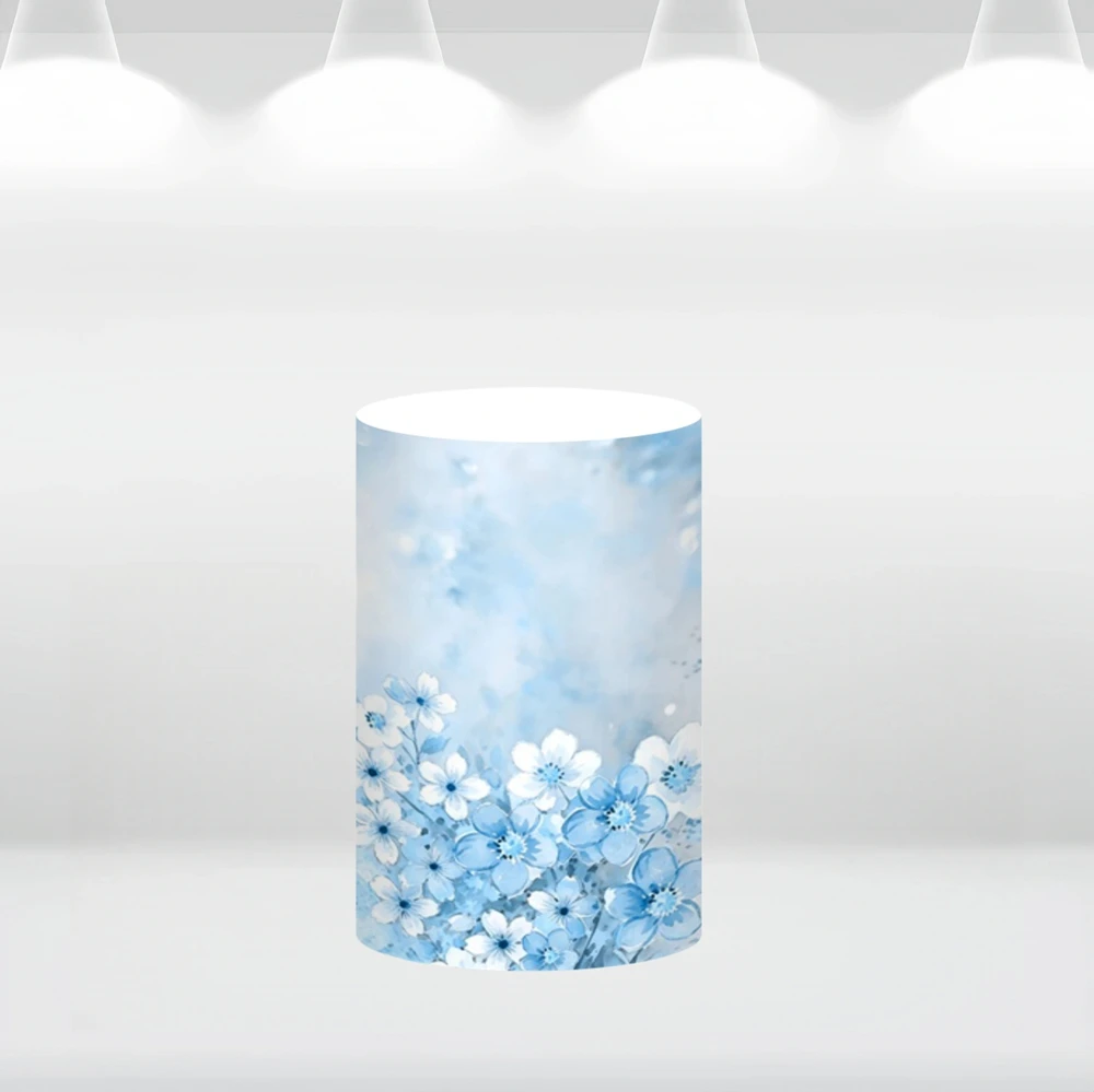 Butterfly Birthday Cylinder Plinth Backdrop Covers Watercolor Flowers Baby Shower Wedding Plinth Stand Spandex Tablecloth Covers