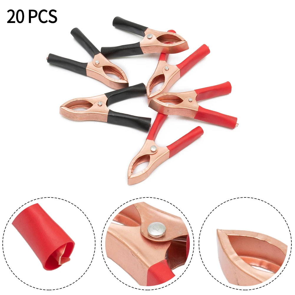 2/10/20pc 30A Car Alligator Clips 70mm Crocodile Clips Battery Clamps Metal Clip For Car Boats Solar Panel Auto Battery Chargers
