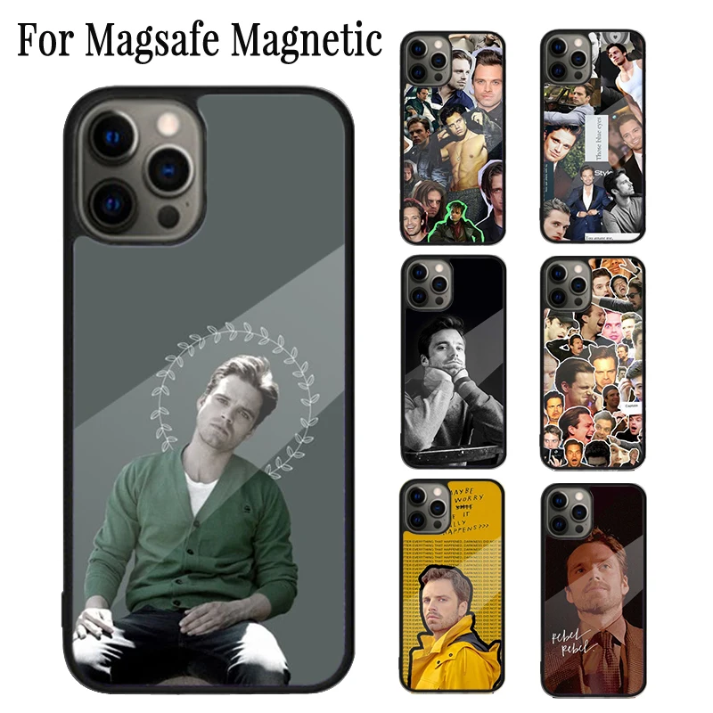 Sebastian Stan Magnetic Phone Case Coque For iPhone 16 15 14 Plus 13 12 Mini 11 Pro Max Magsafe Wireless Charging Cover