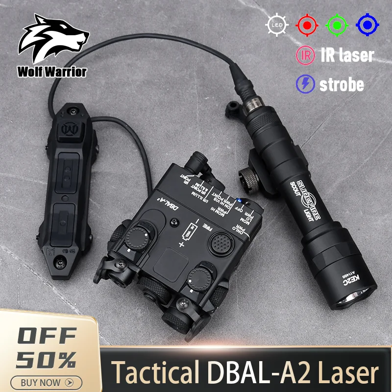 WADSN DBAL-A2 vermelho verde azul LED luz branca indicador de ponto laser M300A M600C Lanterna com interruptor de pressão de controle duplo