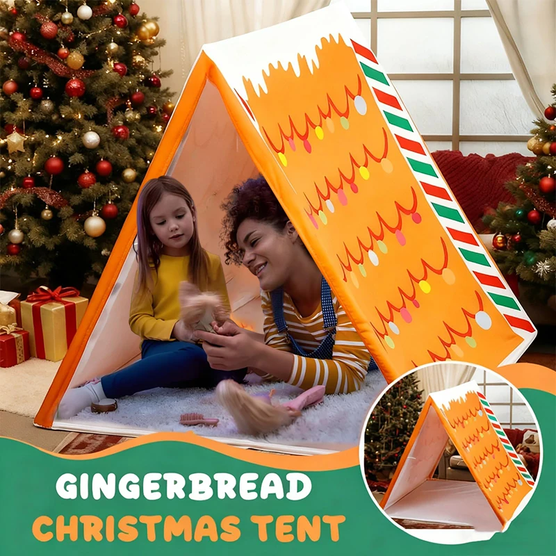 خيمة منزل خبز الزنجبيل البني القابلة للفصل؛ مساحة لعب خفيفة الوزن وصديقة للسفر