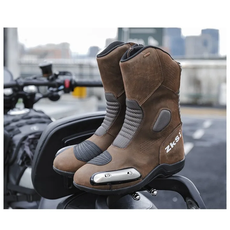 Motorcycle Shoes Full Leather Motocross Boots with Shifter Guard Cafe Boots Enduro Boots for Touring&hiking Moto Protection Gear