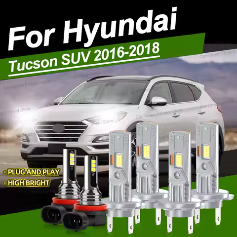 2/6Pcs H7 30000LM LED Auto Headlight Bulbs H8 Fog Light Upgrade CSP Chip 6000K For Hyundai Tucson SUV 2016-2018 Plug And Play