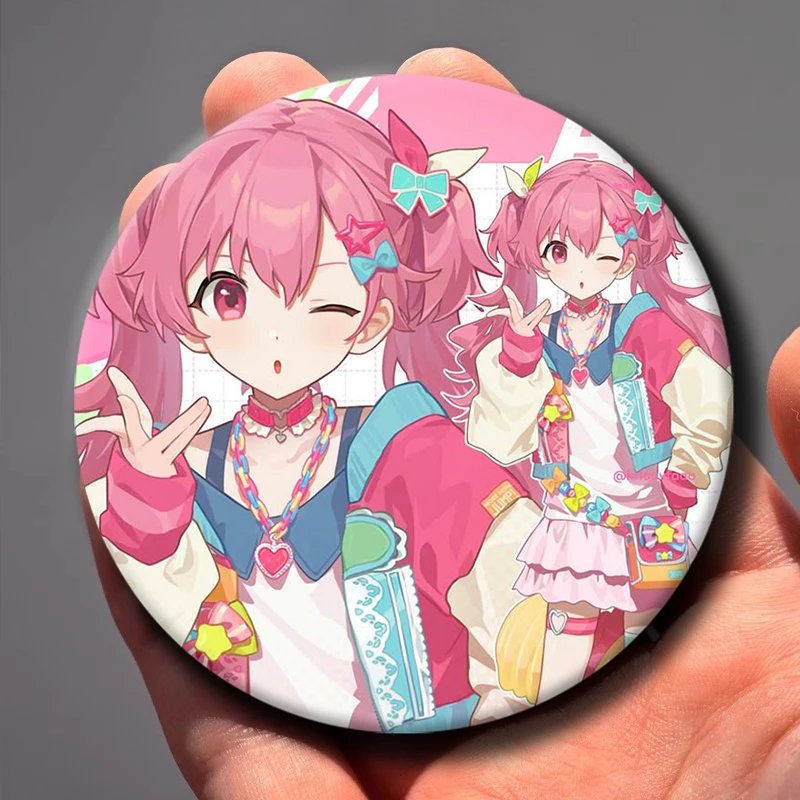 Virtual Band MORE MORE JUMP Momoi Airi Button Pins Backpack Hat Jewelry Accessories Cute Cartoon Girl Badge Round Brooches Gifts