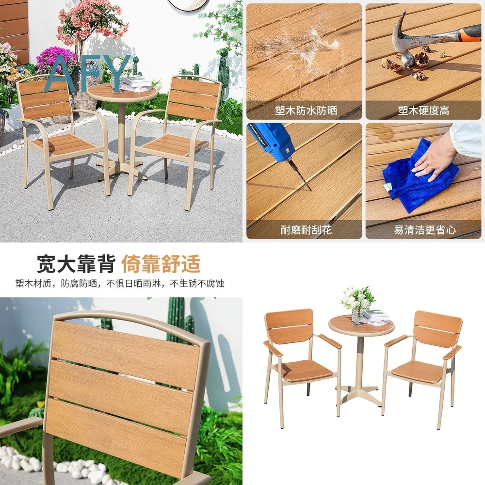 Outdoor Table and Chair Set for Balcony Patio Garden Waterproof Anti-Corrosion Folding Compact Leisure Furniture for Outdoor