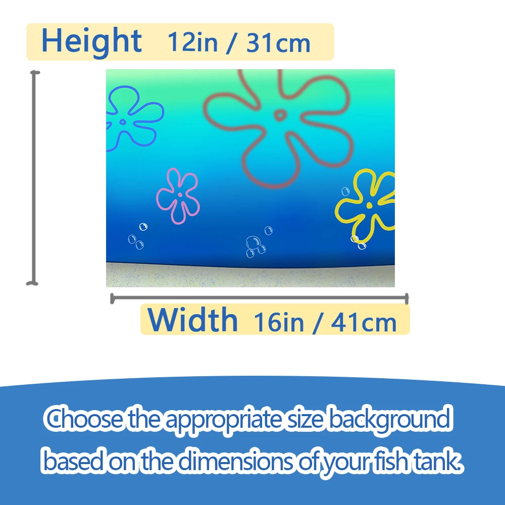 Cartoon bob Underwater Aquarium Background Sticker (41x31cm) HD Printing Wallpaper Fish Tank Backdrop Decorations PVC