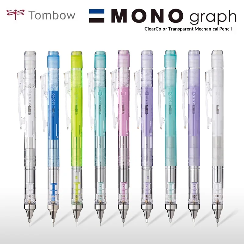 Japan TOMBOW 0.3/0.5mm Clear Color Mechanical Pencil Low Center Of Gravity Student Stationery With Press/Shake Lead Core Feature