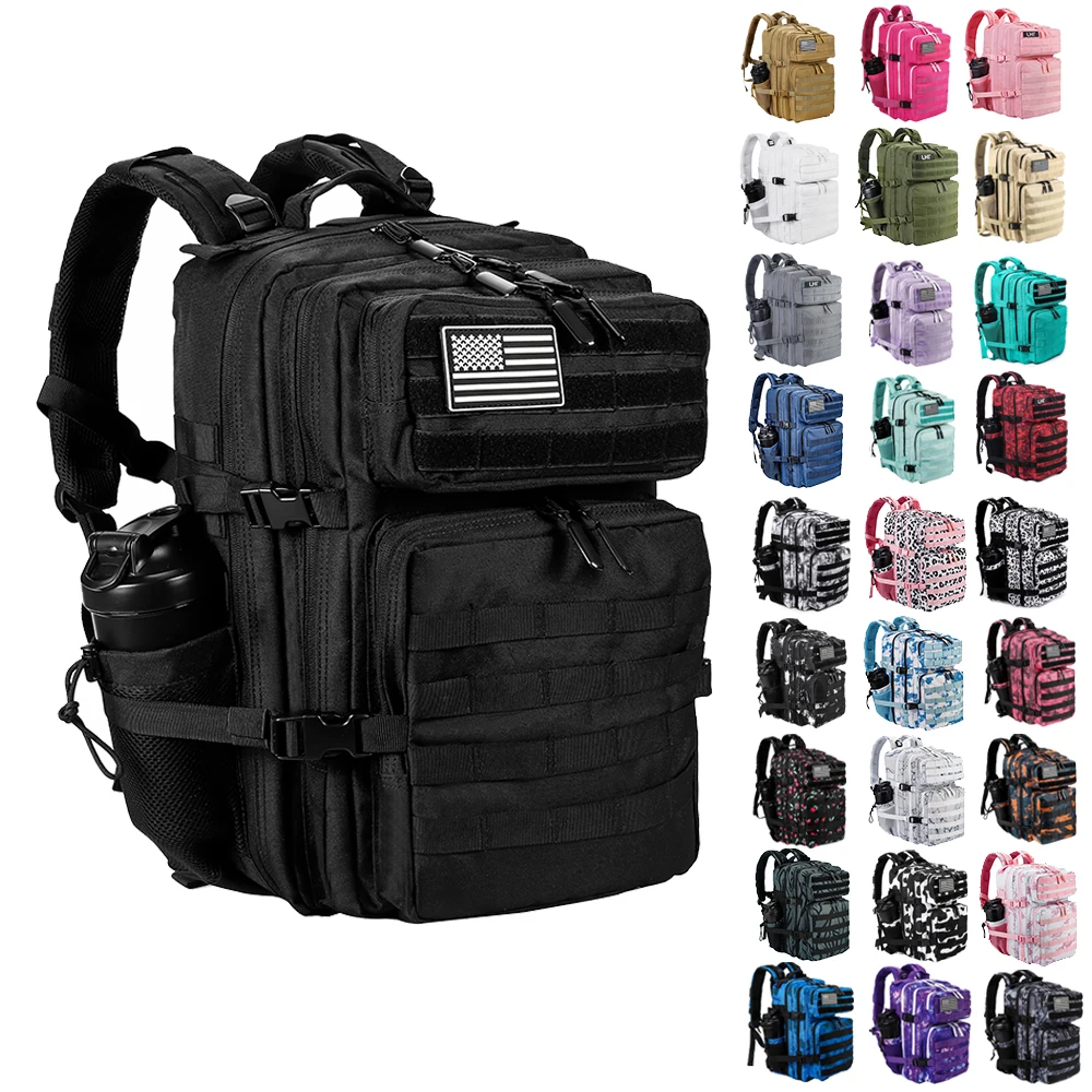 LHI 45L/35L/25L Tactical Backpack for Men and Women Waterproof Athlete Gym Outdoor Bag Travel Hiking Rucksack with Bottle Holder