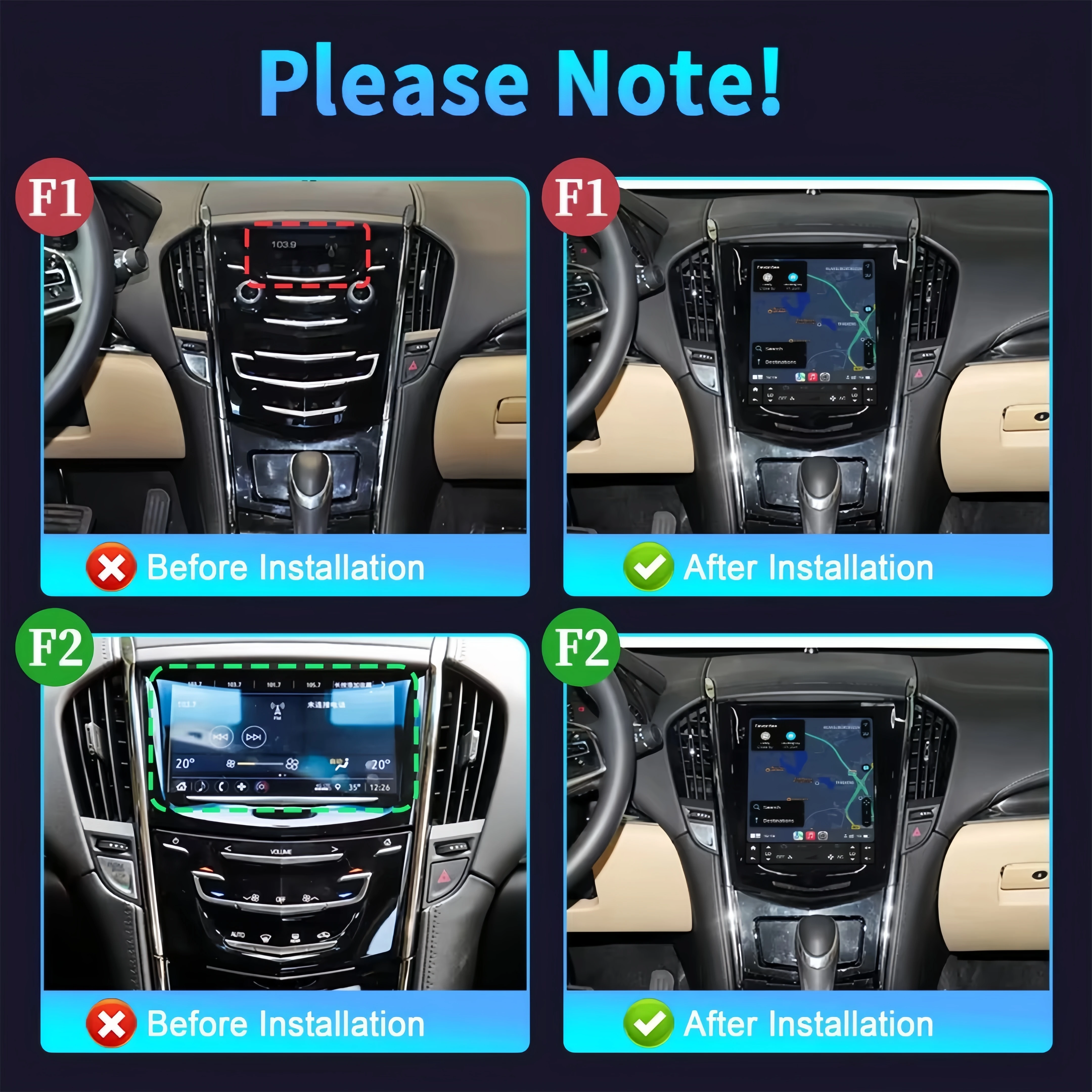 Android 13 For Cadillac Escalade ATS XTS SRX CTS ATSL 2015+ Radio Style Screen Car GPS Navigation Head Unit Multimedia Player