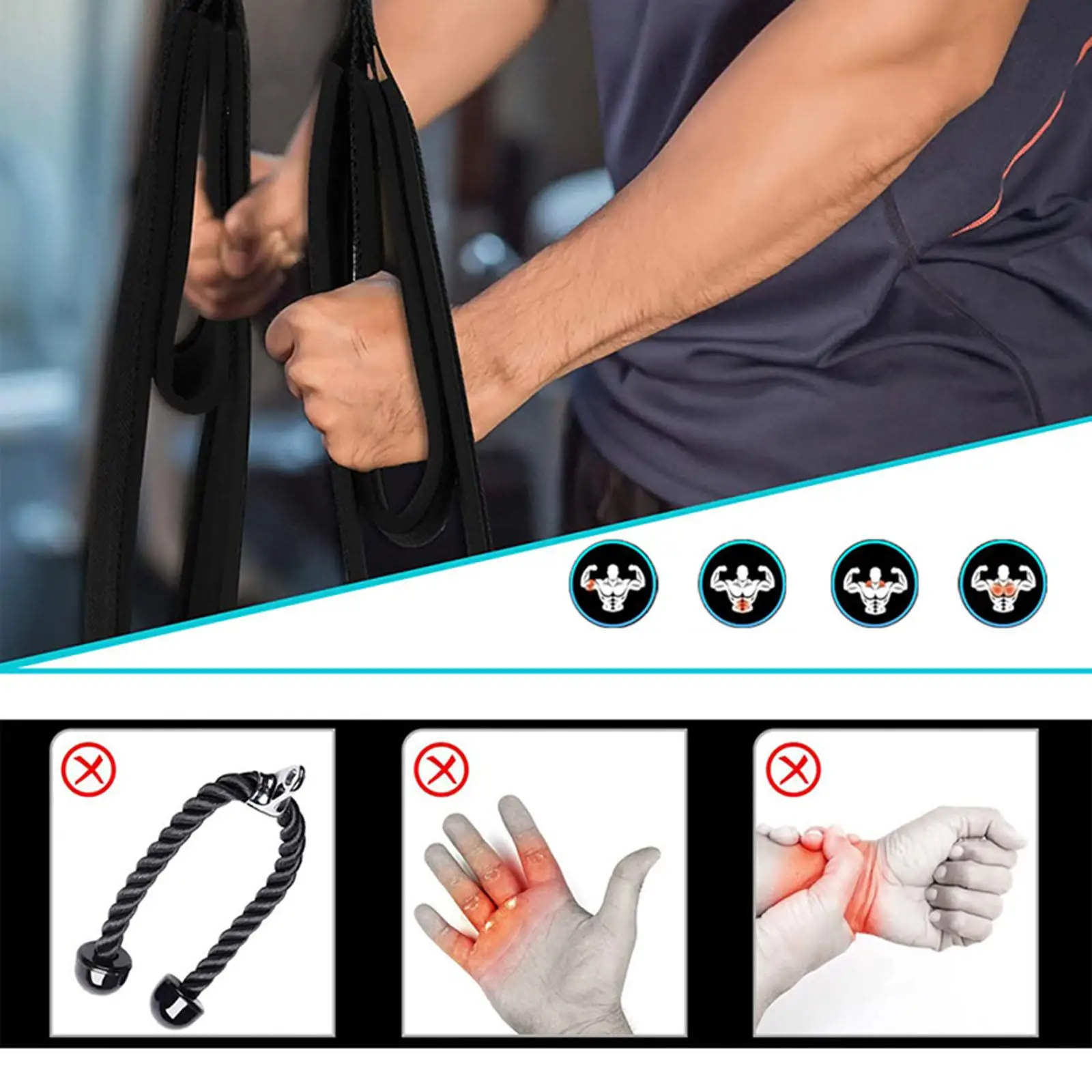 Fitness Tricep Rope Pull Down Workout Tricep Rope Cable Biceps Pulley Crunche Activating More Muscle Fibers Bicep Strap