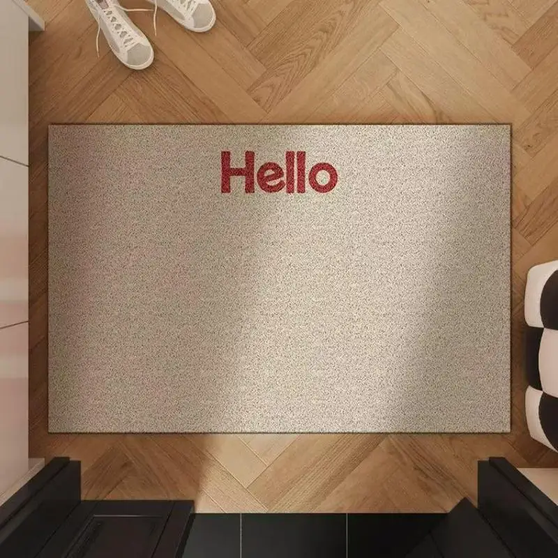 

Vibrant Solid Color Hello Letter Doormat Wire Loop Cuttable Entrance Welcome Carpet Anti-Dust Indoor Outdoor Home Mat
