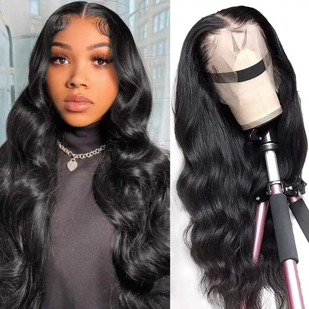 250 Density 13x6 13x4 HD Transparent Body Wave Lace Frontal Human Hair Wig 30 40 Inch 5X5 Water Wave Lace Front Wigs For Women