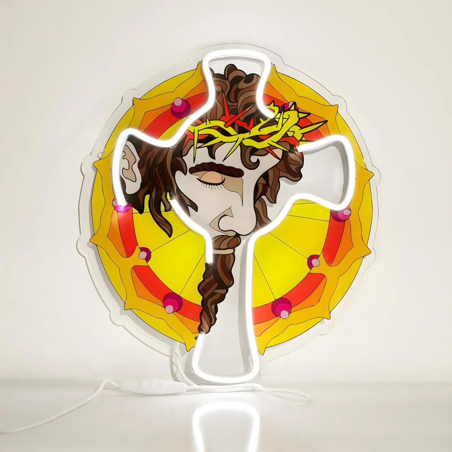 クロスネオンサインアート調光可能なネオンナイトライト、結婚式、寝室、ゲームルーム、アニメショップ、パーティー、バー、家の装飾、ティーンの誕生日プレゼントに