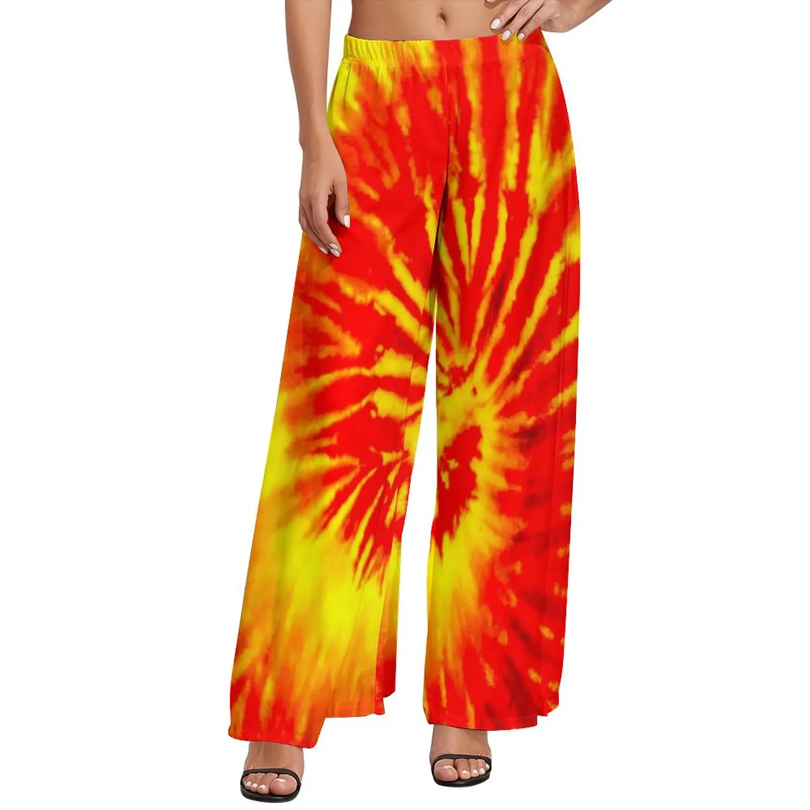 

Hippie Tie Dye Straight Pants Retro Psychedelic Workout Wide Pants Women Big Size Harajuku Graphic Trousers