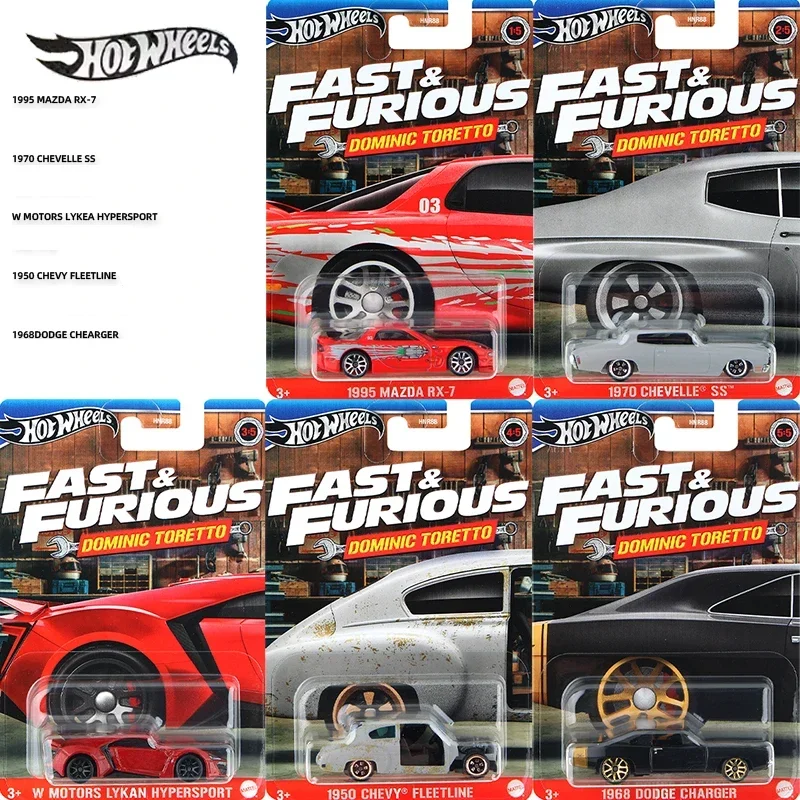 Official Hot Wheels Fast& Furious Car Dominic Toretto Boys Toys 1:64 Diecast Chevy Fleetline Dodge Charger Mazda Rx-7 Lykan Gift