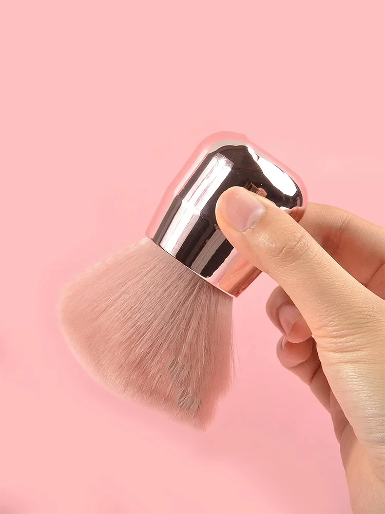large mushroom head nail art makeup brush dust collector brush pink handle nail brush for cleaning nails