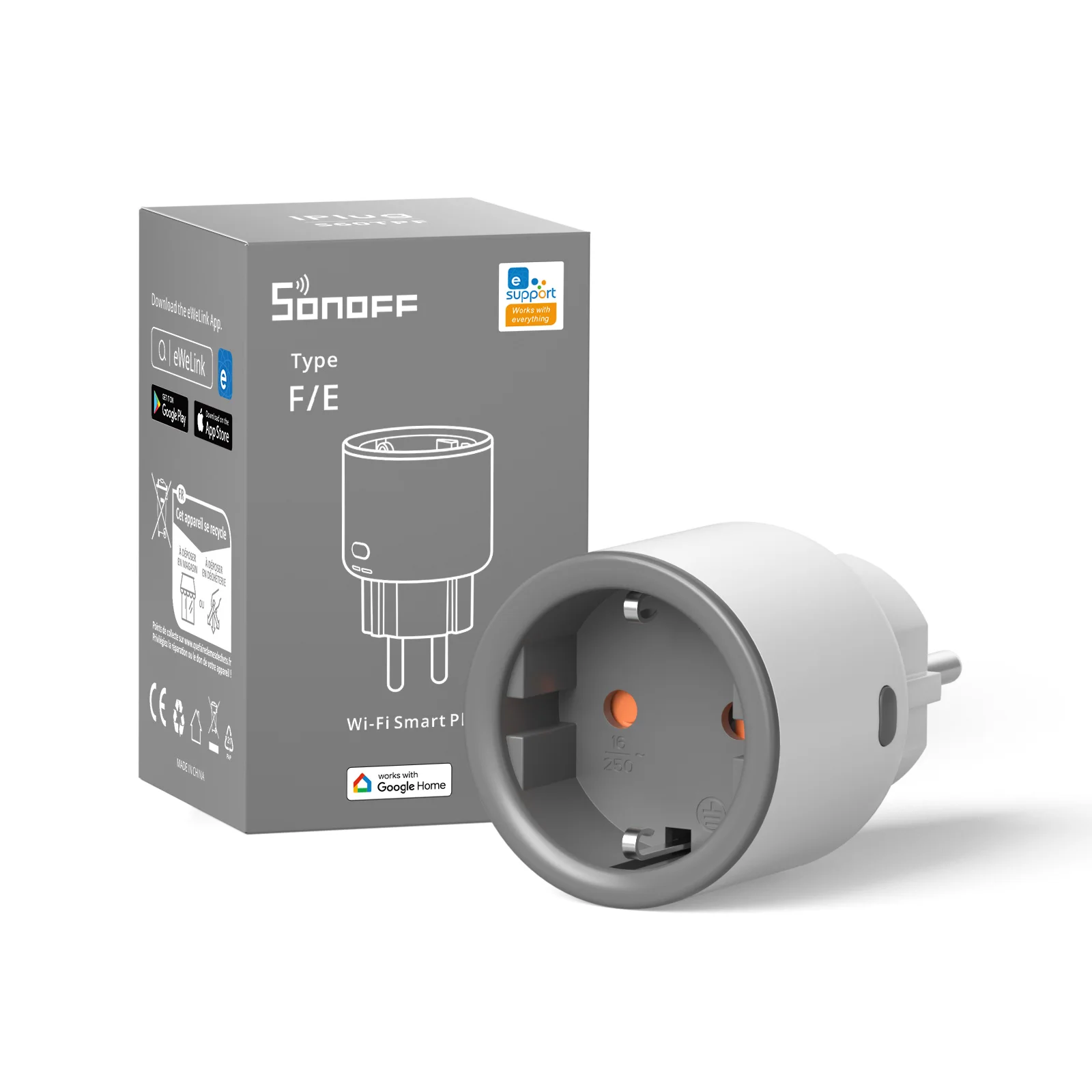 SONOFF S60 EU/UK WiFi-aansluiting Smart Home Plug Power Monitor Outlet Vioce eWeLink Afstandsbediening Alexa Google Home SmartThings