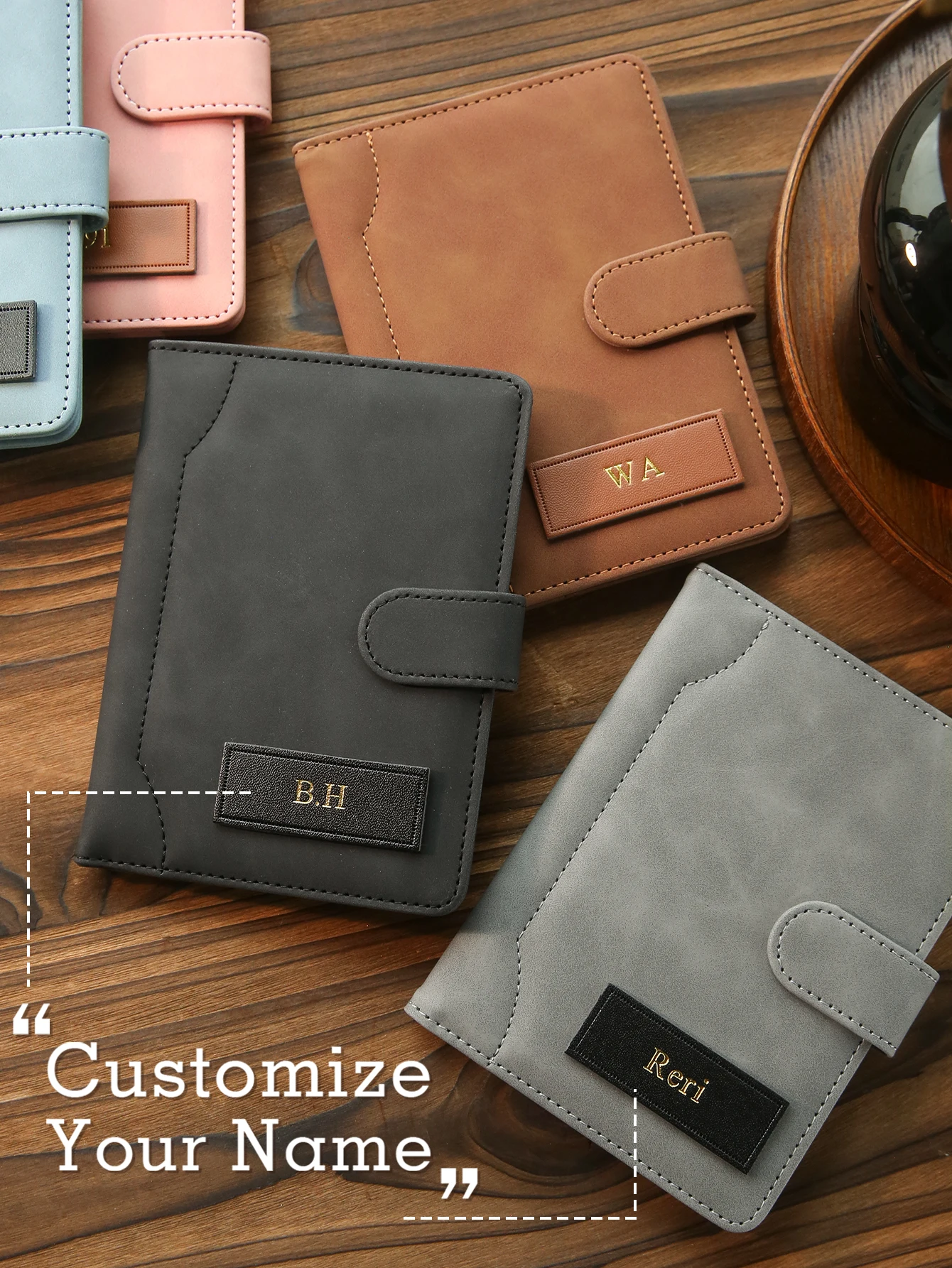 Personalized Name Passport Holder Custom Suede Matte Texture Faux Leather Passport Bag Handmade Travel Accessories Custom Gift
