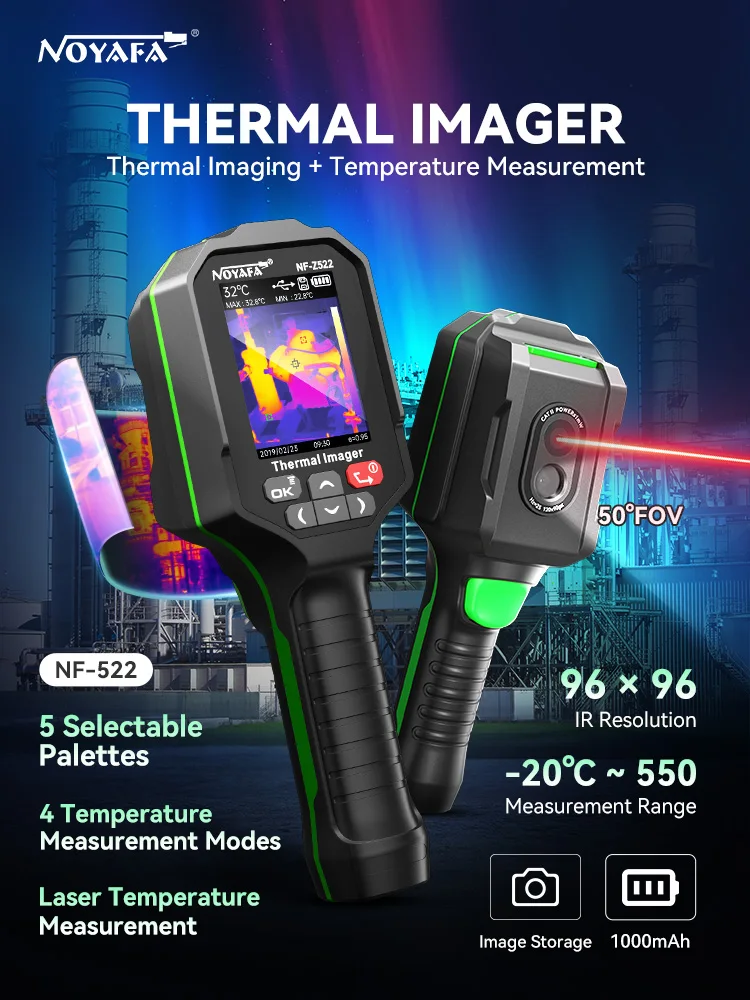 NF-Z522 Handheld Thermische Camera -20~550 ℃   ISR 192*192 Draagbare industriële thermometer voor het detecteren van lekkages in aardverwarming Thermische camera - afbeelding 2