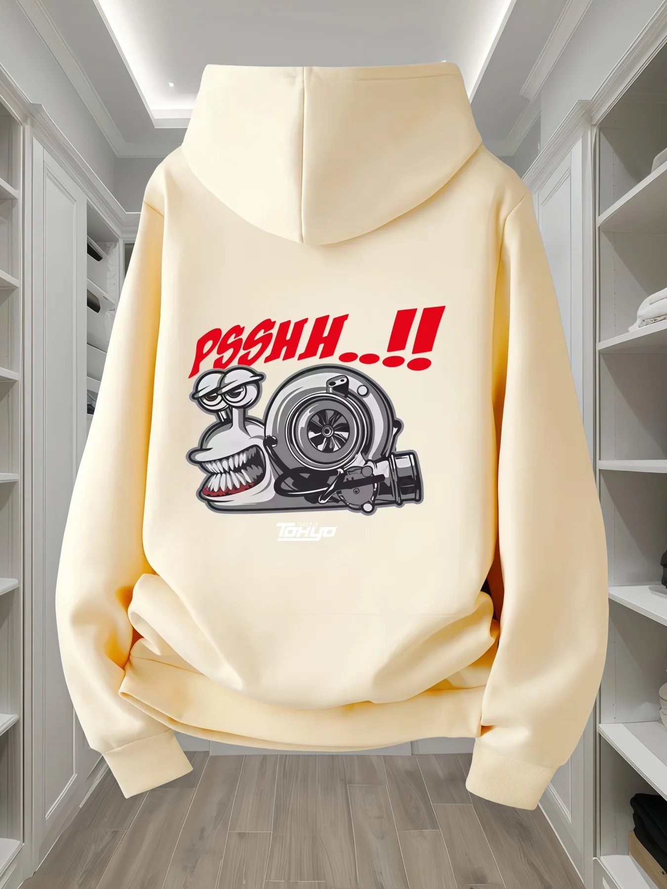 Men's winterandautumn hoodedsweatshirt with fun snail printLoose fit,fleece materialHip-hop and streetwear style for casual wear