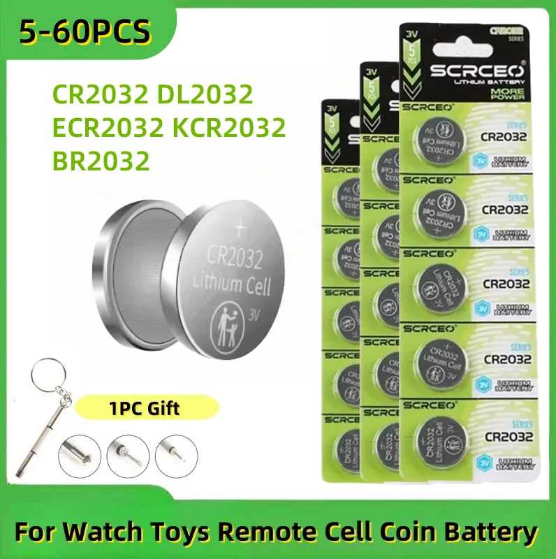 

5-60PCS CR2032 Lithium Button CR 2032 Battery High-Capacity Compatible with Air Tag Key Calculators Coin