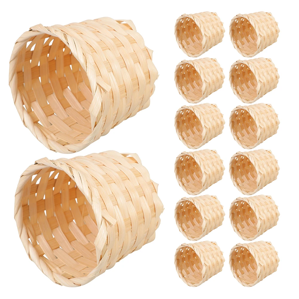 

15Pcs Hand Made Bamboo Baskets Woven for Storage Organizing Mini Display Wedding Picnic Classroom Celebrations