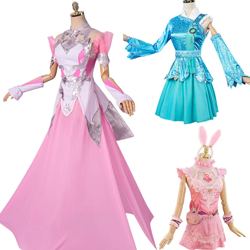 Douluo Dalu Dance Cosplay Roupas para Mulheres, Xiaowu Princess Dress, As Mesmas Roupas Orelhas de Coelho, Terno de Pano Bonito