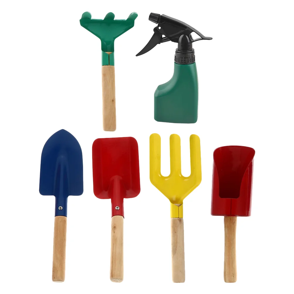 6 Pcs Children's Planting Tools Kids Gardening Set with Trowel Yard Wooden Rake