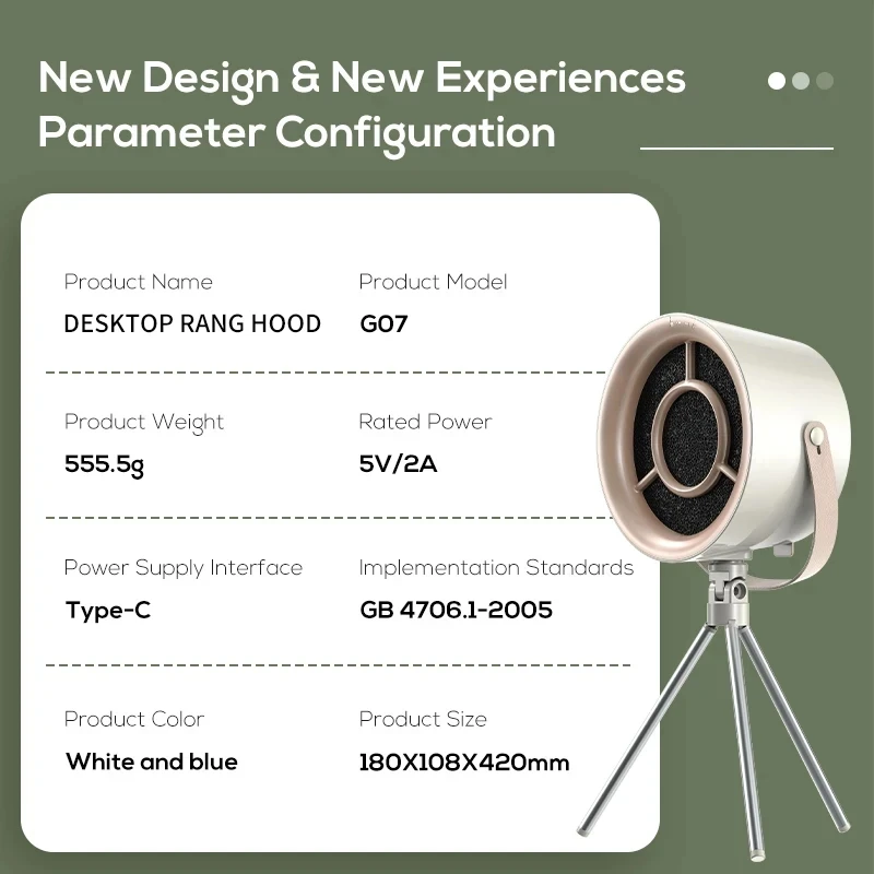 2025 New Portable Exhaust Fan Small Kitchen Hood Extractor Barbecue USB Supply Desktop Range Hoods Mini Suction Cooker Hood Tool