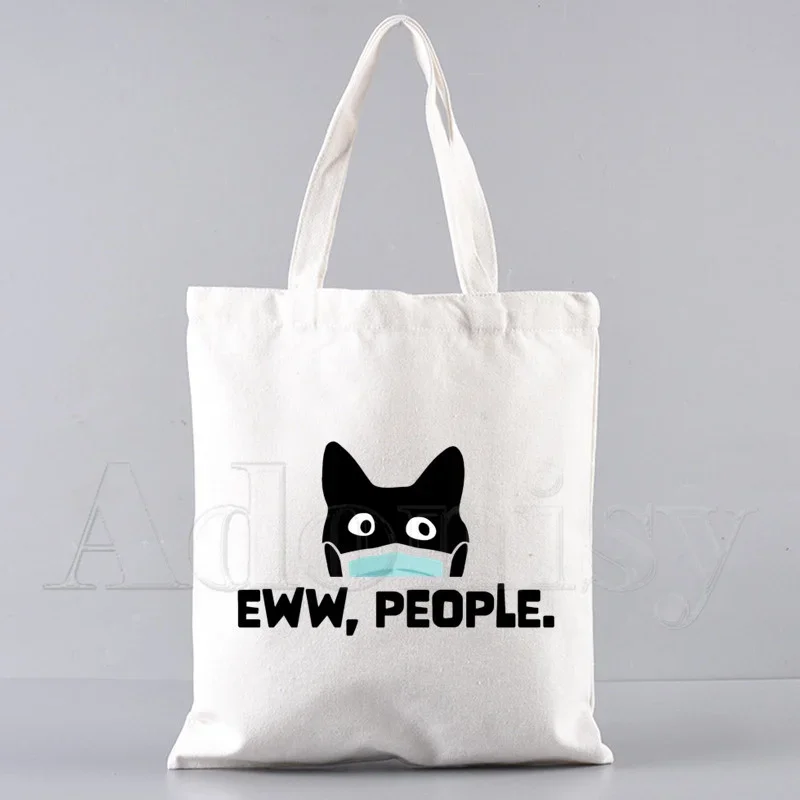 Cat Funny I Do What I Want Korea Ulzzang Shopper Bag Print Canvas Tote Bag Handbags Women Bag Harajuku Shoulder Bags