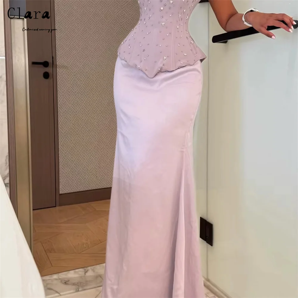 Clara Custom Strass Fischschwanz Trägerlos Ärmellos Damen Ballkleid Kleider 2025, Frau Luxus Abendkleid Langes Ballkleid
