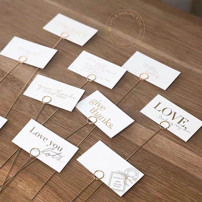 DIY 공예 와이어 선반 클립 카드 노트 사진 메모 클립, 이름 카드홀더 거치대, 금속 원형, 별, 하트, 10 개, 20 개