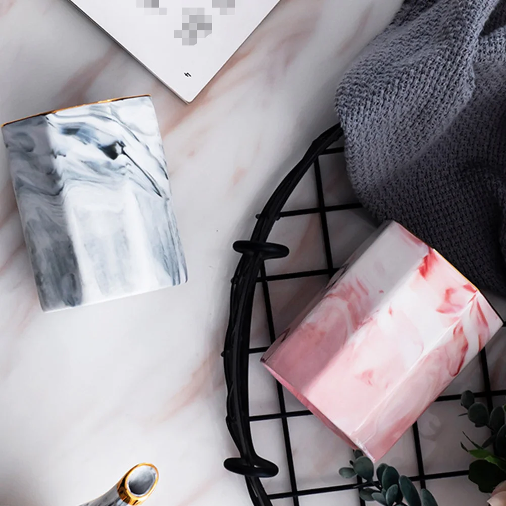 

1Pcs Marble Pattern Pen Holder Ceramic Storage Cup for Makeup Brushes Pens Toothbrush Organizer Nordic Creative Desk Container