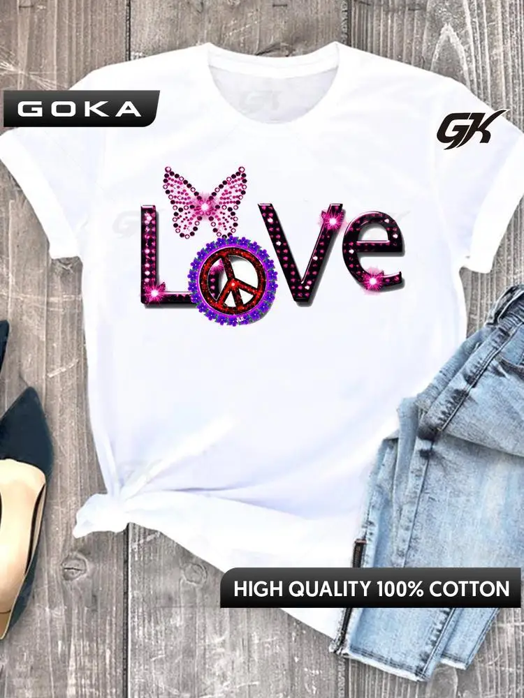 

Summer Clothing leopard love heart sweet Fashion Women Tshirts Casual Short Sleeve Regular Female Graphic Printed TShirt Clothes