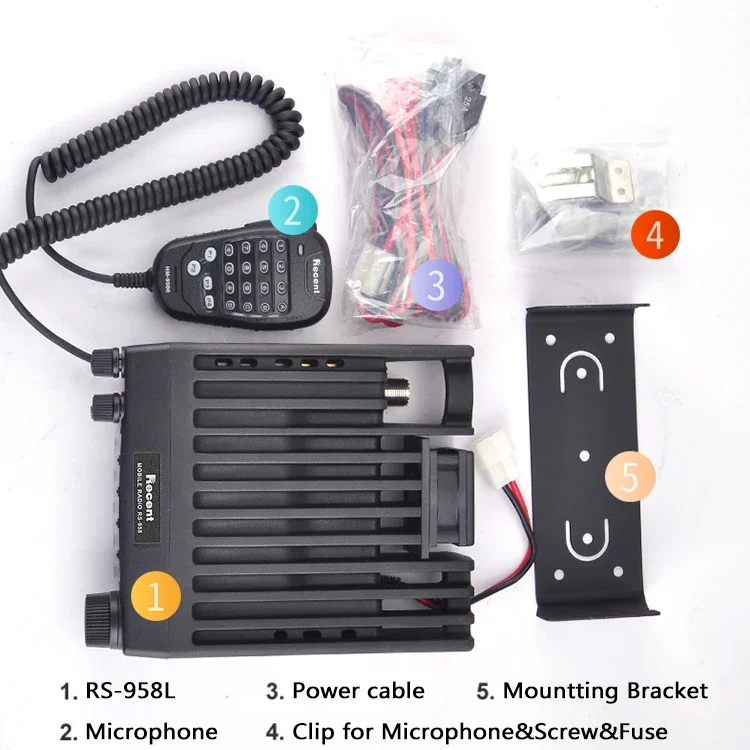 RS-958L Walkie Talkie comunicazione Wireless trasmettitore Fm Mobile analogico Car Trunk Radio 3W uscita Audio ad alta potenza