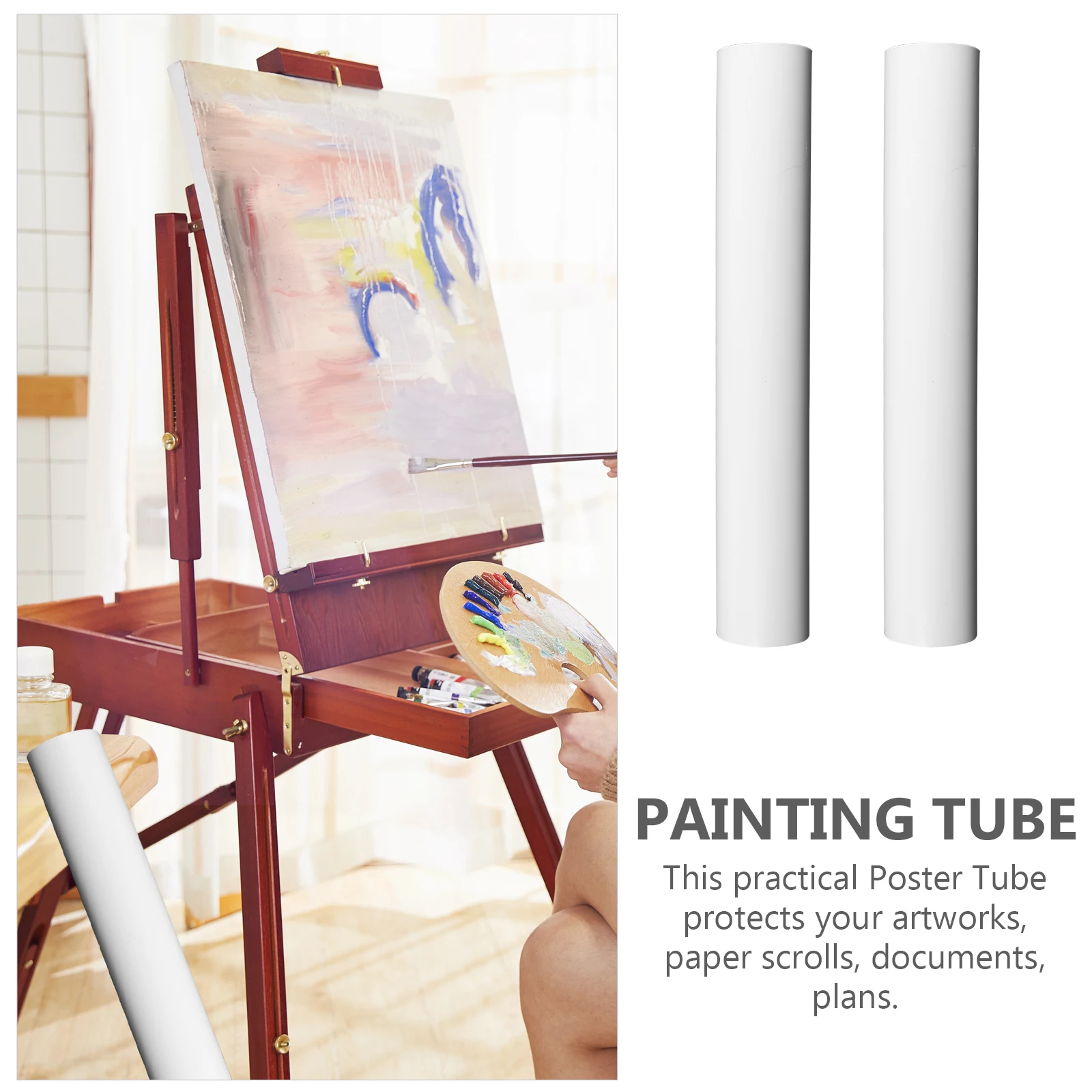 2pcs Poster Tubes 31cmx5cm PP Material File Archive Cylinder Mailing Transport Reusable Storage Tube Artwork Protection