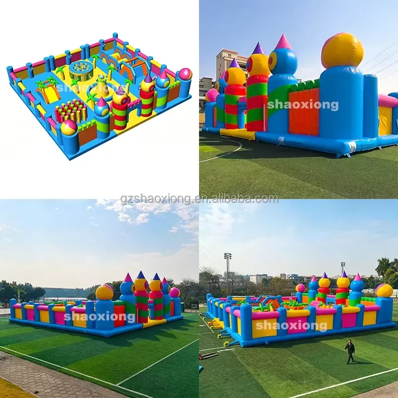 Commercial Outdoor Large Amusement Bounce House Playground with Blower Kids Adults Inflatable Park with Obstacle Course