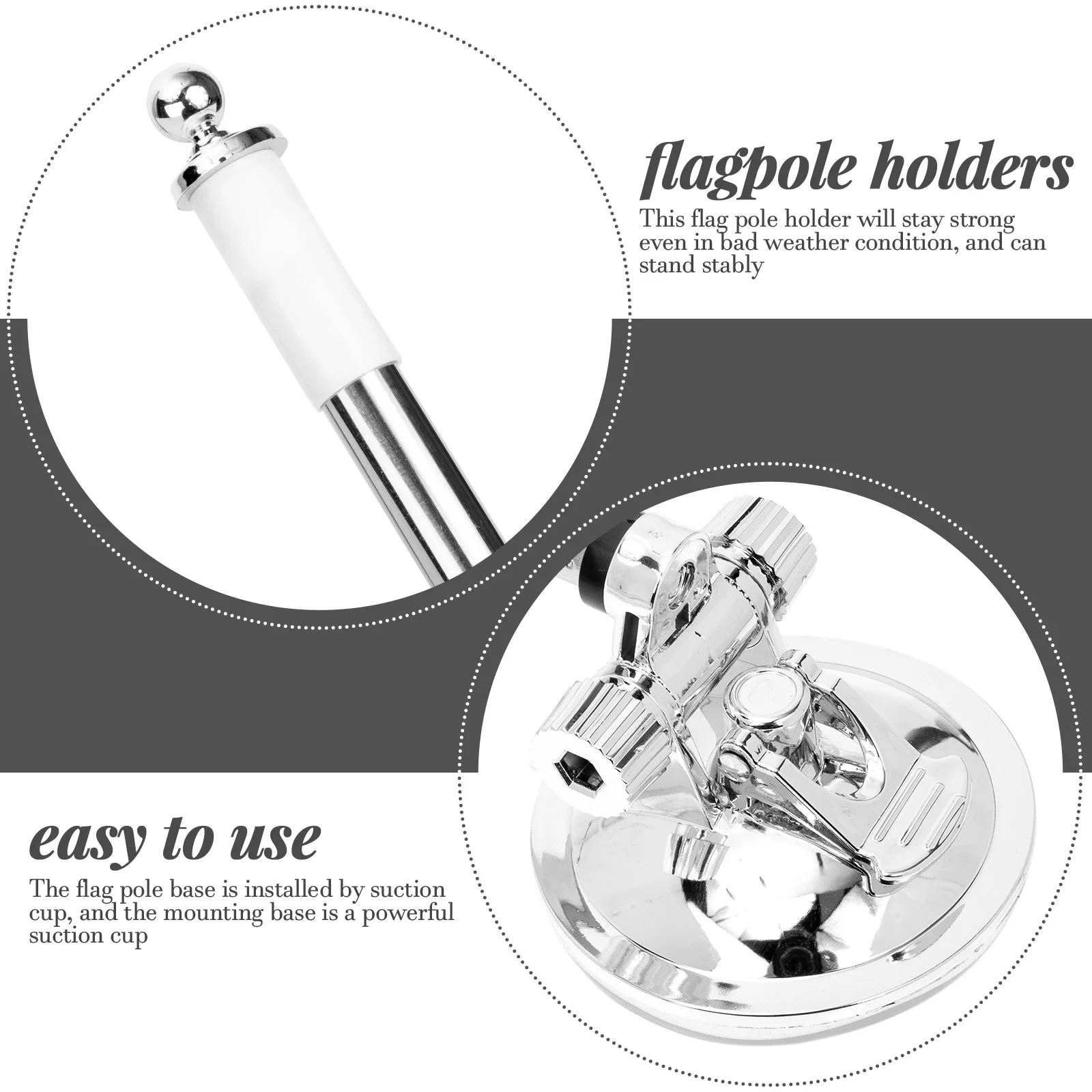 حامل سارية العلم المعدني مع كوب شفط لنافذة السيارة، دعامة عمود العلم متعددة الاستخدام للمعرضات والأحداث، حامل علم السيارة المتين