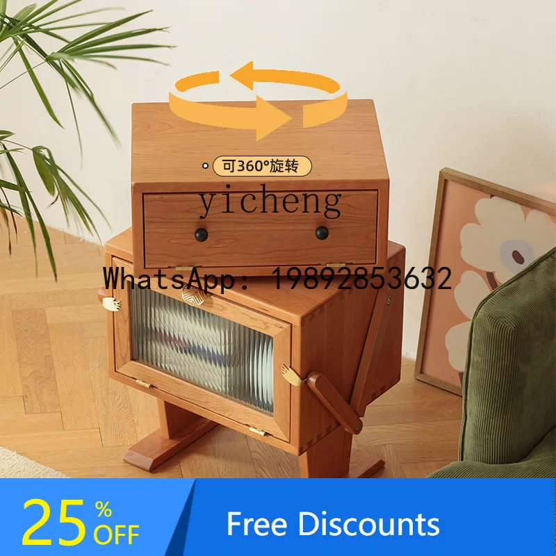 

Solid Wood Robot Cabinet Cherrywood Storage Creative Bedroom Bedside Table