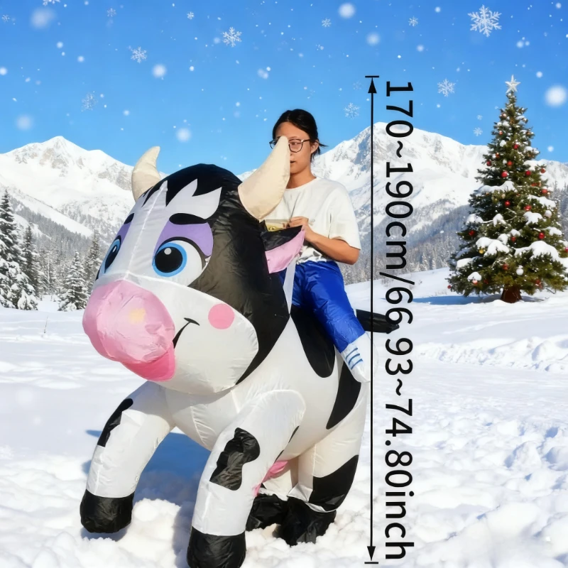 

Inflatable cow costume riding cute cow one-piece costume inflatable through the air funny fancy dress Christmas cosplay