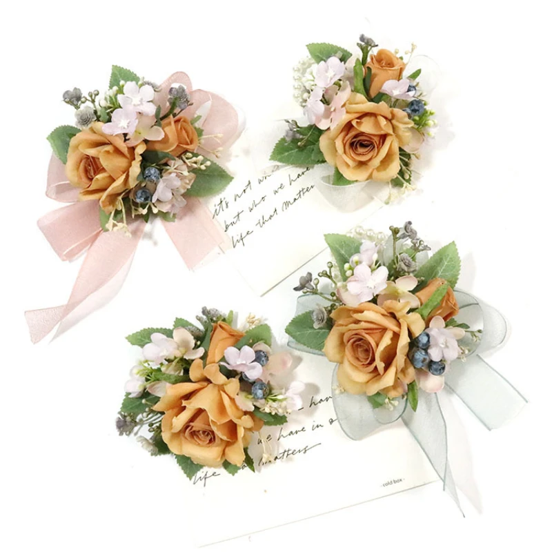 Bunte Hochzeit Blume Im Knopfloch Silk Rosen Corsage Brautjungfer Einzigartige Blumen Zeuge Mann Knopfloch Anzug Zubehör Broche