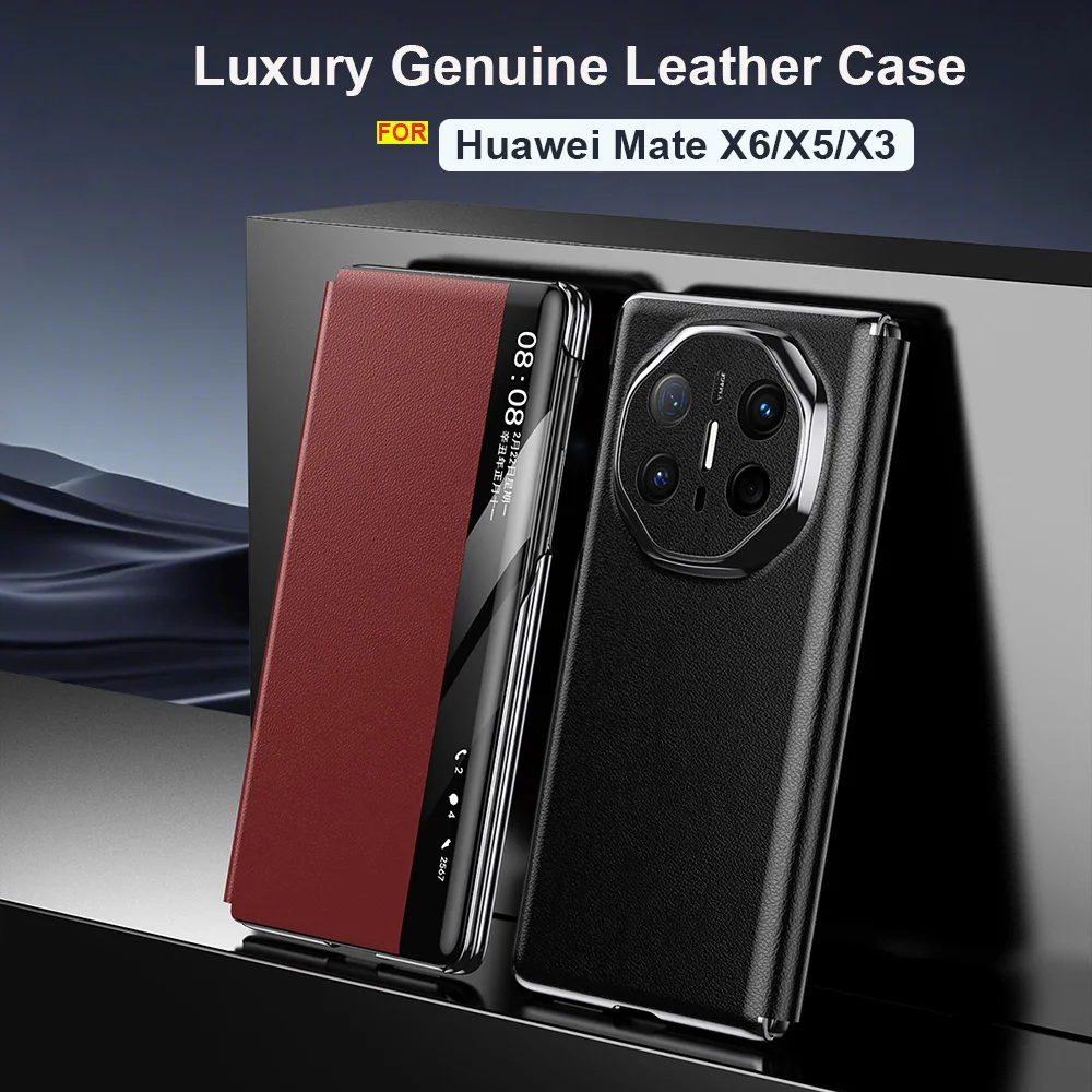 

Роскошный чехол из натуральной кожи DLS с двумя откидями для Huawei Mate X6 X 6 XS X3, чехлы Can Magsafe Charge Coque Skin Funda