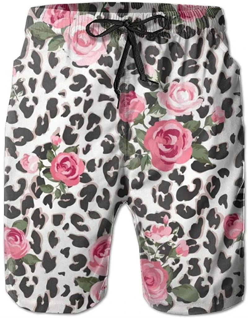 メンズ3Dプリントビーチショーツ,メンズヒョウデザインショーツ,ハワイイスタイル,サーフボード,夏