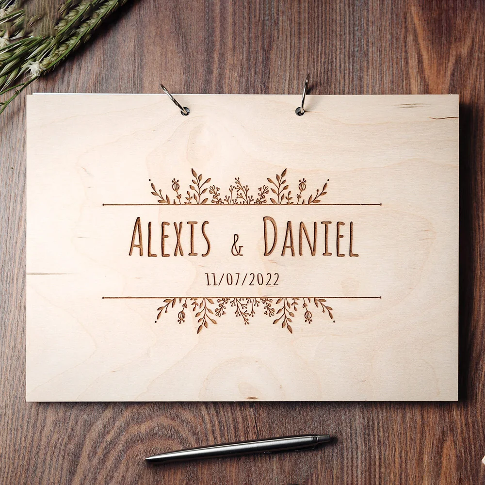 Personalised Wedding Guest Book Party Shower Gift Handmade Wooden Guest Book Photo Album Scrapbook Wedding Keepsake