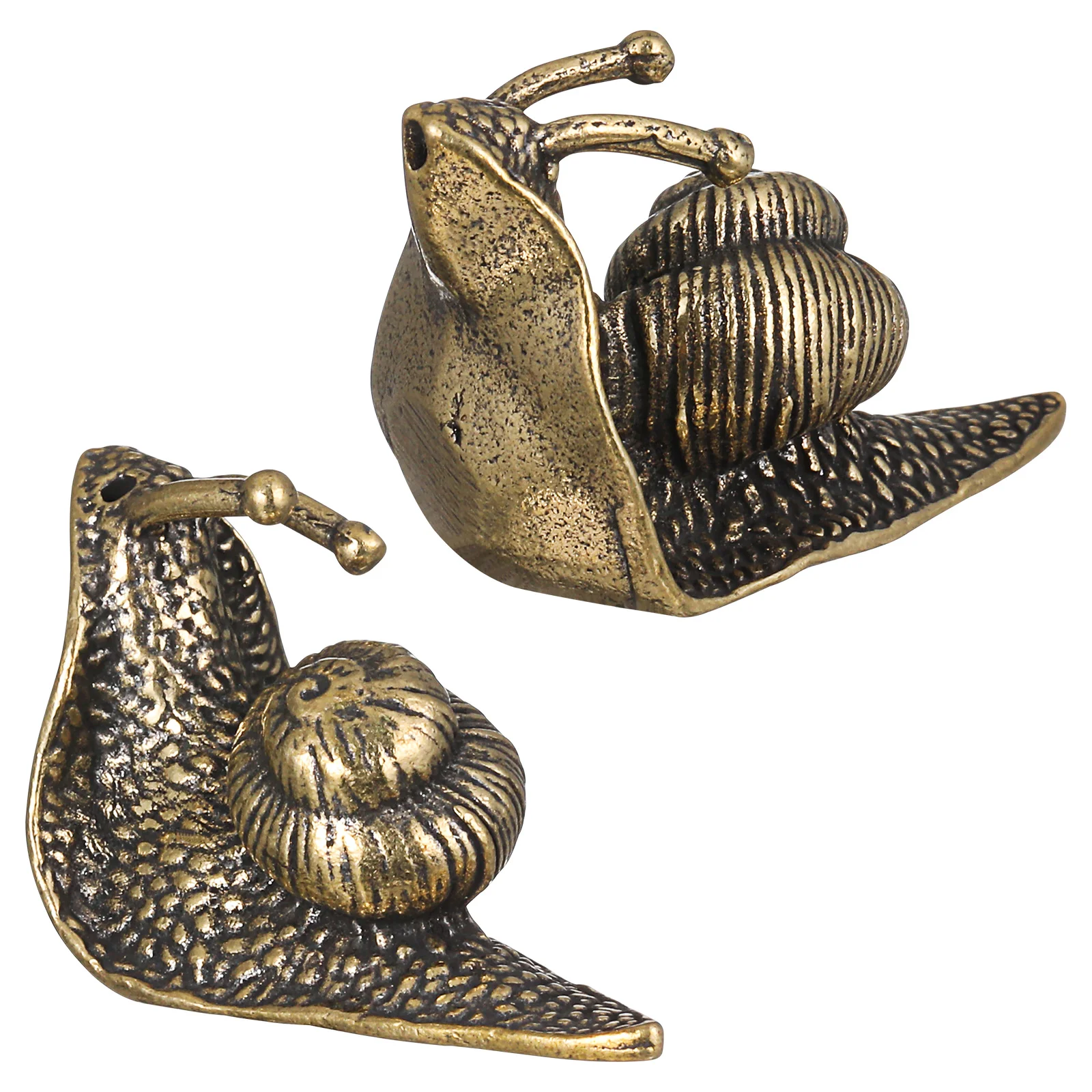 

2 Pcs Brass Ornaments Artifacts/ Antiques Desk Decorations Keychain Snail Model Crafts Office