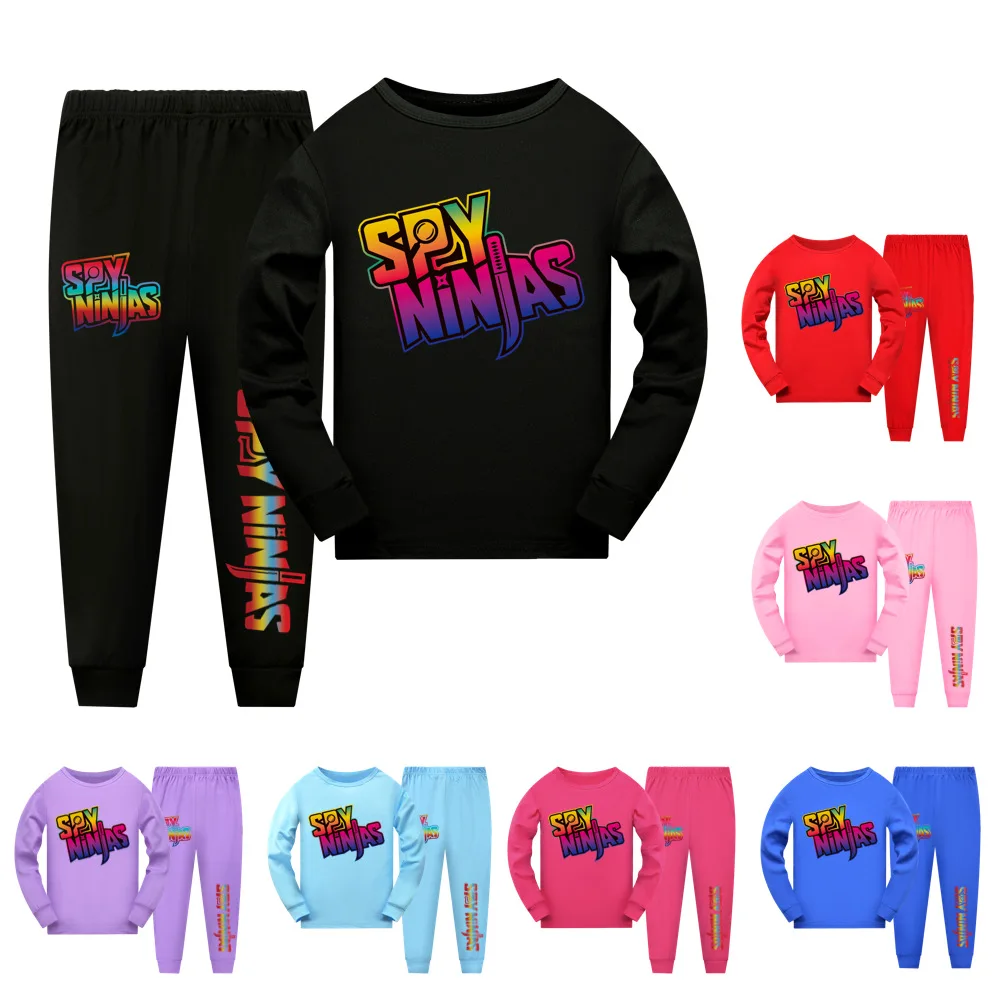 Autumn New Cartoon Game SPY NINJAS Boys Girls Pajamas Set Long-sleeved T-shirt+Casual Trousers Children's Sports Suit Clothing