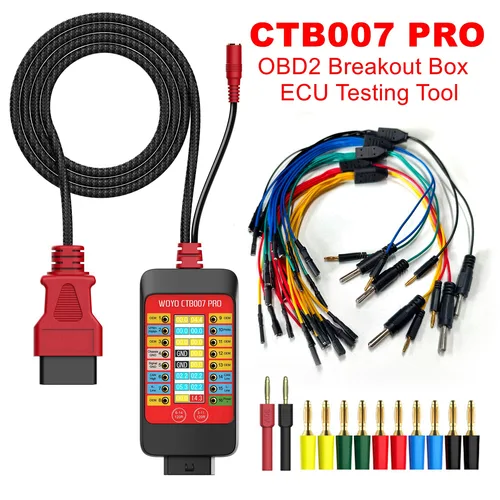 WOYO CTB007 PRO Caja de prueba CAN con interruptor incorporado de 120Ω para herramienta de prueba de ECU en el banco, detector de protocolo Vrms digital de 16 pines, caja de ruptura OBD2