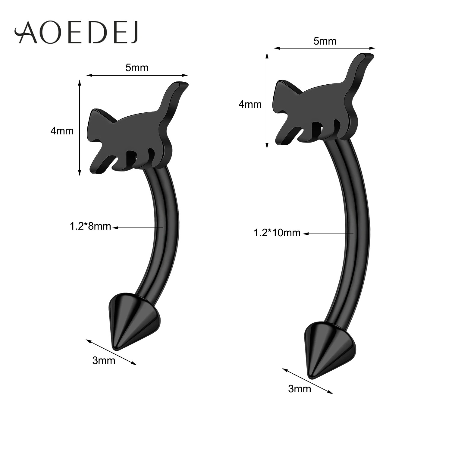 AOEDEJ 1 PC Punk Gothic Style 16G Stainless Steel Eyebrow Rings 8/10MM Curved Eyebrow Piercing Halloween Body Piercings Jewelry