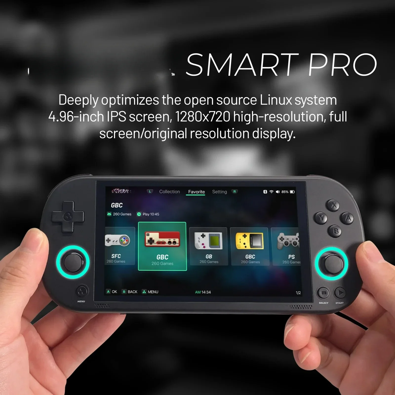 

Smart Pro Handheld Game 4.96''IPS Screen System Joystick RGB Lighting Smartpro Retro Video Game Console New Game Handheld Retro